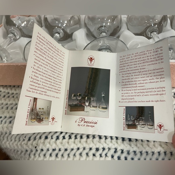 NEW Set of 6 I Preziosi by CF Design Wine Glasses Silver In Presentation Case - Picture 8 of 8